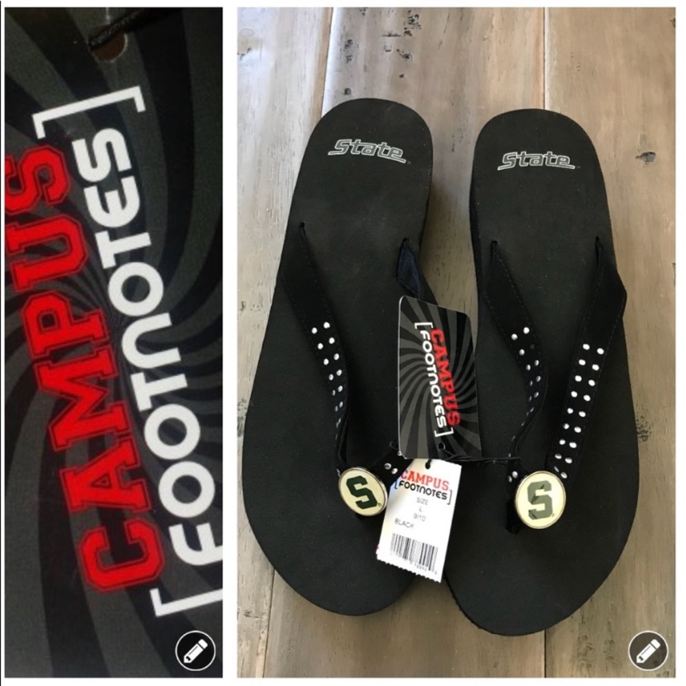 NWT Michigan State Flip Flops